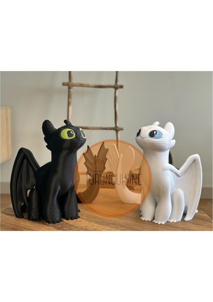 Ejderhanı Nasıl Eğitirsin Toothless Dişsiz ve Light Furry Işık Ejderhası 15 cm Set (2ADET)
