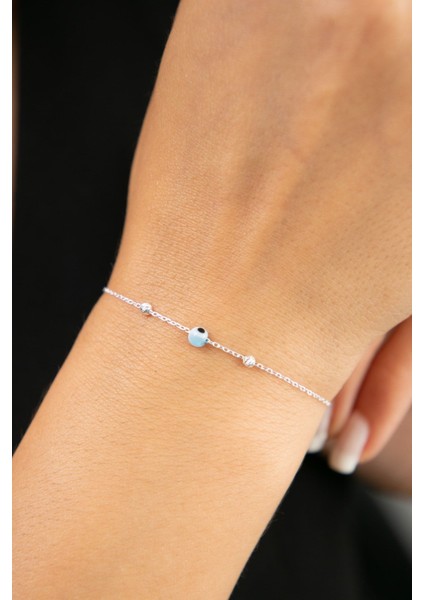 Tekno Trust Kadın Dorika Top Detaylı Nazar Model 925 Ayar Gümüş Bileklik fiyatları