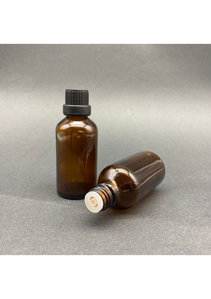 30 ml Kahvrengi Şişe, İçten Damlalıklı Kapak,12 Adet Siyah Da mlatmalı Kapak, Esans Şişesi, Boş Şişe, Aroma Şişesi