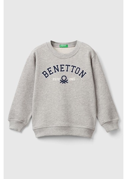 Erkek Çocuk Bisiklet Yaka Sweatshirt - Gri Melanj