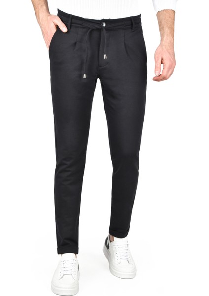 Beli Lastikli Slim Fit Likralı Duble Paça Penye Spor Pantolon 2502385