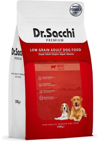 Dr Sacchi Köpek Maması Az Tahıllı Sığır Etli 1,5 kg
