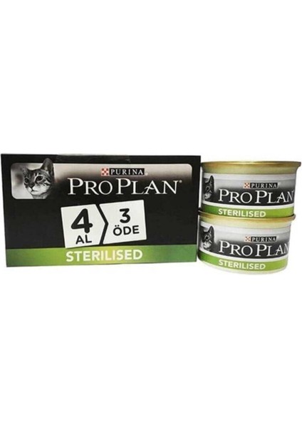 Purina Pro Plan Proplan Sterilised Somonlu Kısırlaştırılmış Kedi Konservesi 85 gr 4 Al 3 Öde