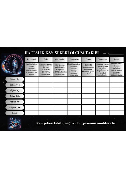 Diy Abet Ölçüm Takip Çizelgesi Defteri Kaliteli Özel Tasarım 3 Aylık A5 Siyah-Beyaz