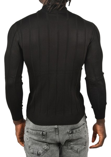 Slim Fit Likralı Tüylenme Yapmayan Yarım Balıkçı Çizgili Triko Yarım Boğazlı Kazak 2505503 indirimleri