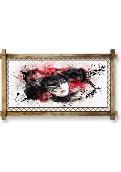 Kanvas Soyut Kadın LED Işıklı Rustik Tablo 96 x 56 cm