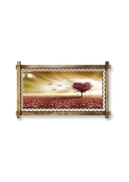 Kanvas Kalp Ağaç Düz Işıksız Tablo 96 x 56 cm