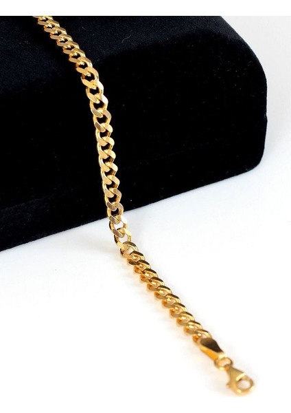 Altın Kaplama Gurmet Bileklik 4.6 mm Genişlik 21 cm