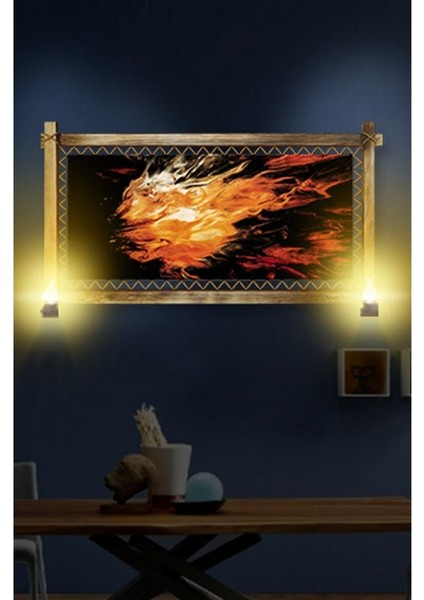 Kanvas Soyut Rustik Lambalı Tablo 96 x 56 cm
