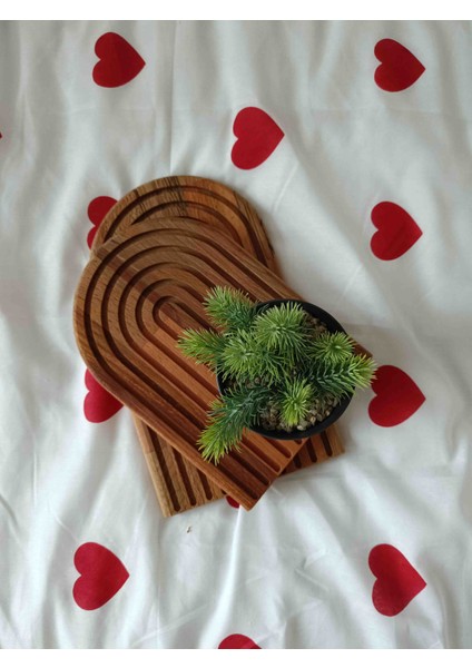 Ahşap 2'li Gökkuşağı Servis Sunum Tabağı