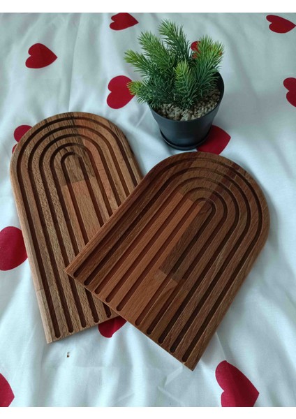 Ahşap 2'li Gökkuşağı Servis Sunum Tabağı fırsatları