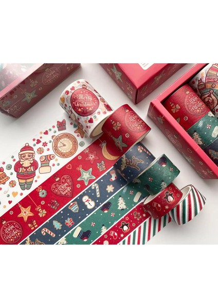 Xmas Washi Tape / Yılbaşı Temalı Kağıt Bant 8 Adet Özel Kutusunda