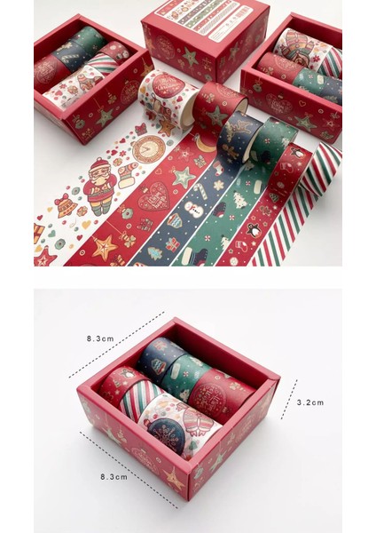Xmas Washi Tape / Yılbaşı Temalı Kağıt Bant 8 Adet Özel Kutusunda
