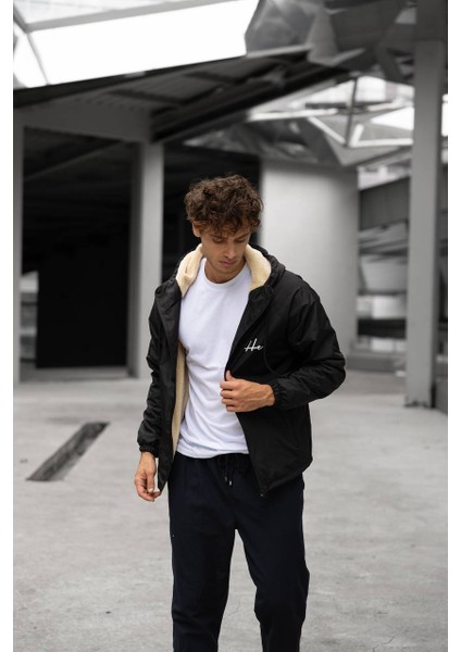 He Tam Fermuar Kürklü Mont 01 Siyah modelleri