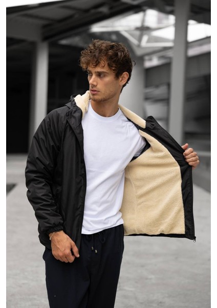 He Tam Fermuar Kürklü Mont 01 Siyah fırsatları