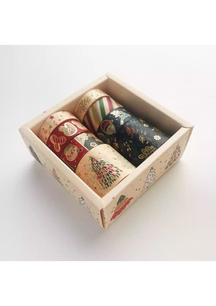 Xmas Washi Tape / Yılbaşı Desenli Kağıt Bant 8 Adet Özel Kutusunda