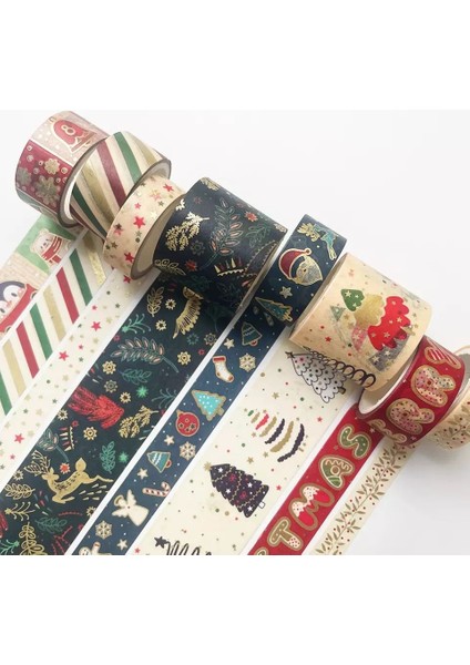 Xmas Washi Tape / Yılbaşı Desenli Kağıt Bant 8 Adet Özel Kutusunda