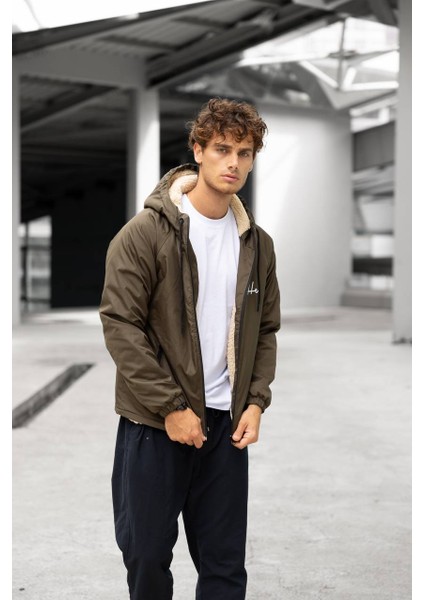 He Tam Fermuar Kürklü Mont 01 Haki fırsatları