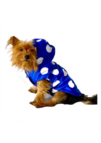 Mega Dots Blue Yağmurluk Kapşonlu Köpek Yağmurluğu