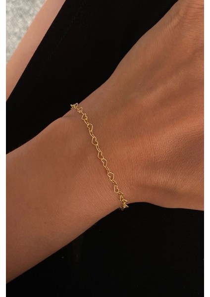 Tekno Trust Kadın Kalpli Zincir Model Choker Kolye ve Bileklik Set