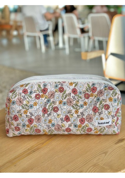Karışık Çiçek Desenli Saç Şekillendiricileri Için Seyahat Çantası - Xl Boy