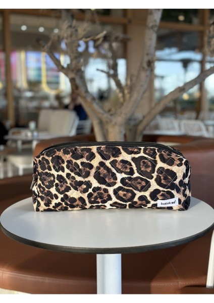 Leopar Desenli Saç Şekillendiricileri Için Seyahat Çantası - Xl Boy