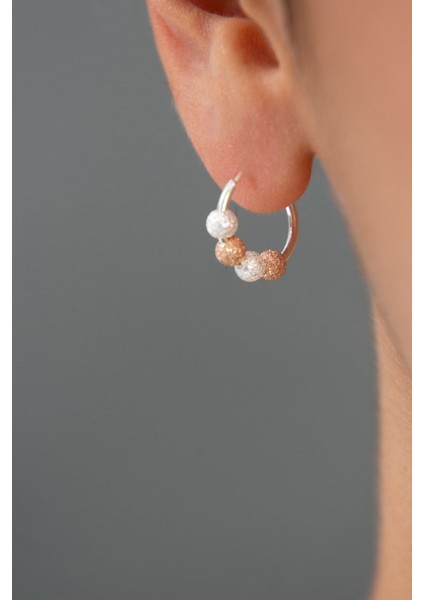 Tekno Trust Kadın Dorika Top Detaylı Halka Model 925 Ayar Gümüş Küpe