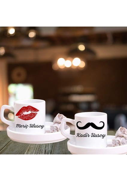 Kişiye Özel 2 Li Kadın - Erkek Temalı Türk Kahvesi Fincanı ve Altı fiyatları