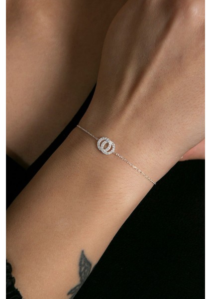 Tekno Trust Kadın Iç Içe Halka Model 925 Ayar Gümüş Bileklik