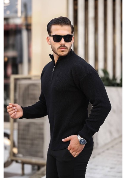 Selanik Yarım Fermuar Kazak Siyah fiyatları