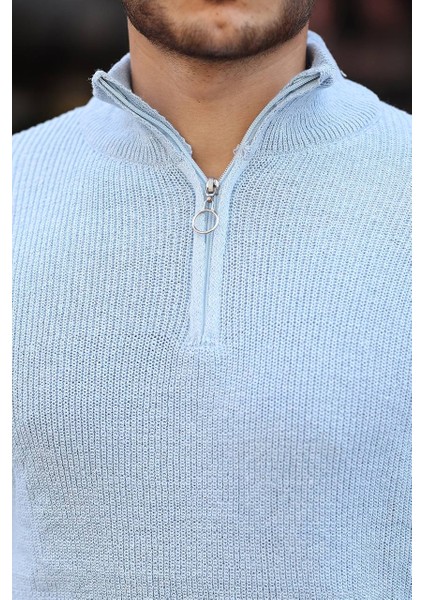 Selanik Yarım Fermuar Kazak Bebe Mavi modelleri