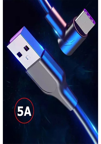 J8 Type-C 90 Derece 5A/100W Şarj Kablosu -3mt