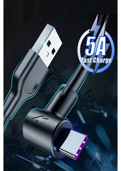 J8 Type-C 90 Derece 5A/100W Şarj Kablosu -2mt