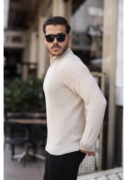 Selanik Yarım Fermuar Kazak Krem fiyatları