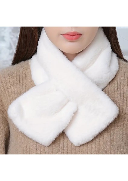 Kaşkol Boyunluk Atkı Peluş Kürkü Atkı Önlük, Yumuşak Tüm Soğuk Koruma Boyun Kalınlaştırılmış