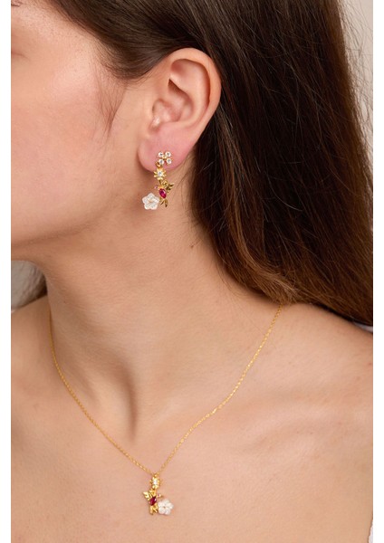 Tekno Trust 925 Ayar Gümüş Ruby Kuşu Kolye ve Küpe Set fiyatları