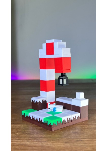 Işığı Emen Minecraft Yılbaşı Temalı Ada Gece Parlayan Figür Seti Hediyelik - 4x4 Boyutunda