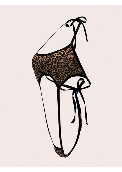 Leopar Desenli Gecelik Lastikli Sütyen Külot fırsatları