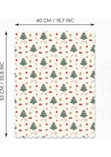 Ho Ho Ho Yazılı Yılbaşı Objeler Desenli Lazer Kesim Fırın Örtüsü