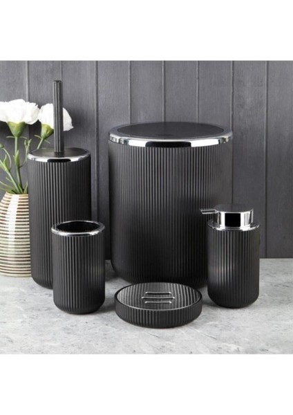 Black 5 Parça Banyo Aksesuar Seti - Siyah FMA04760