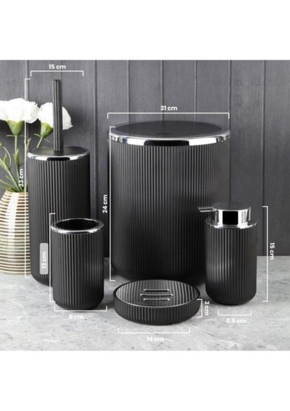 Black 5 Parça Banyo Aksesuar Seti - Siyah FMA04760 fiyatları