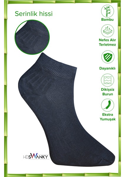 Bambu Erkek Dikişsiz Lacivert Kısa Spor Çorap Premium 6'lı Paket fiyatları