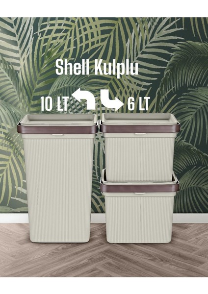 Shell Kulplu 3 Prç Set 2 Adet 6 Lt 1 Adet 10 Lt Çok Amaçlı Düzenleyici Kutu Çamaşır Sepeti