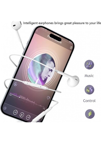 HP-301 Kablolu Kulak Içi Kulaklık 120 cm Ses Açma Kapama Hd Ses Kalitesi Mikrofonlu Iphone Kulaklık Ios Lightning