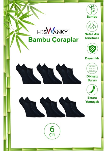 Bambu Erkek Sneaker Dikişsiz Lacivert Görünmez Bilekte Spor Çorap Premium 6'lı Paket