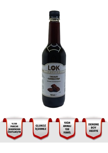 % 100 Şeker Çikolata Aromalı Kahve & Kokteyl Şurubu 750 ml