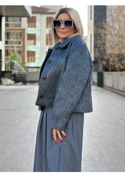 6551 Reglan Kol Kısa Ceket Gri