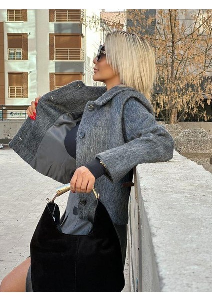 6551 Reglan Kol Kısa Ceket Gri modelleri