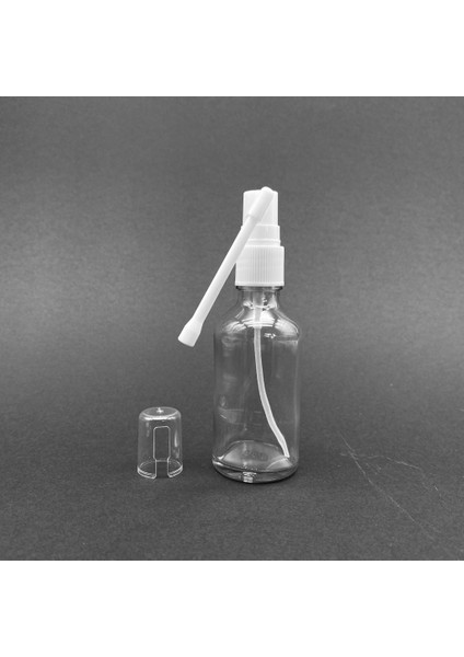 50 ml Şeffaf Ağız Spreyli Şişe, 12 Adet, Oral Sprey, Ecza Şişesi, Boş Cam Şişe