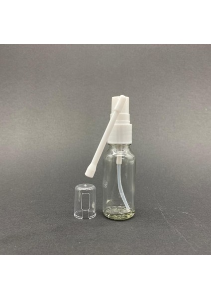 20 ml Şeffaf Cam Şişe, Ağız Spreyli Şişe, 12 Adet, Oral Sprey, Ecza Şişesi, Boş Cam Şişe